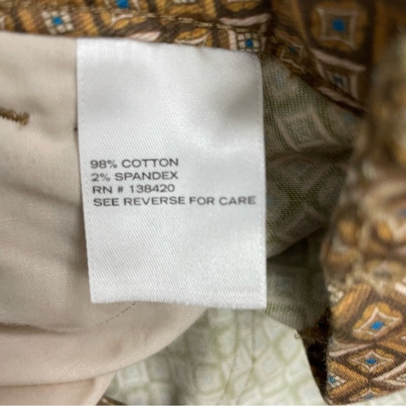 Etcetera Brown Geometric Print Slim Ankle Pants Size 6 Stretch Cotton Blend - Picture 9 of 13